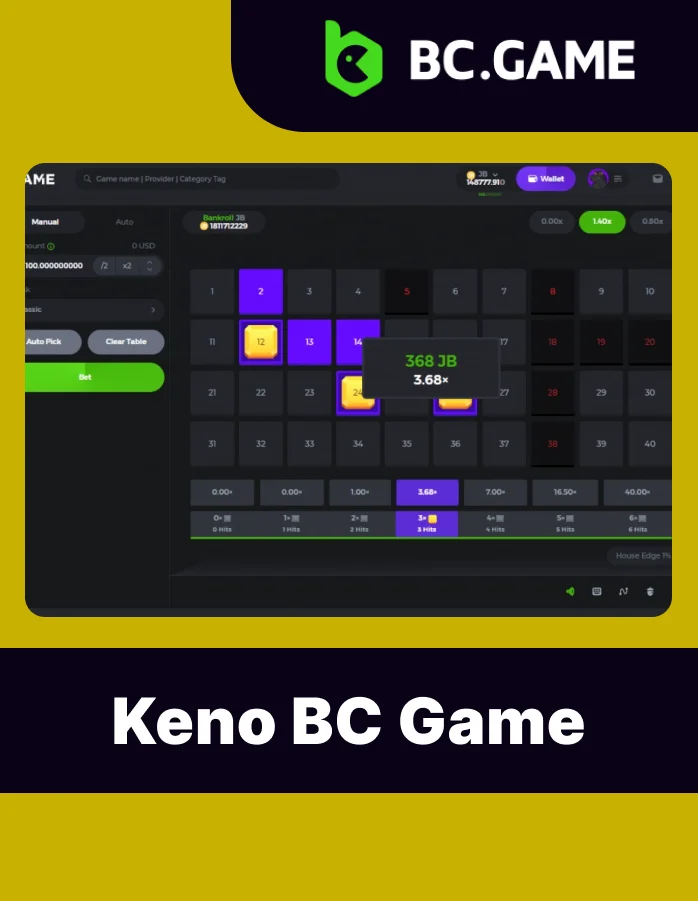 Steps to start playing Keno BC Game